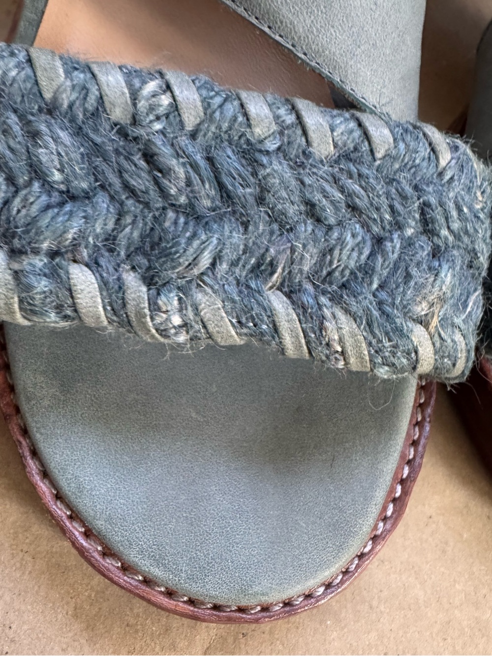 John Fluevog Tuggawar Hopscotch Leather Woven Fibre Strappy Heeled Sandals. 11.5 - Picture 10 of 15